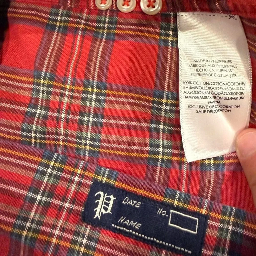 Ralph Lauren Red and Green Plaid Button Up Long Sleeve Shirt Size S
